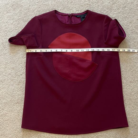 Marc by Marc Jacobs Applique Short Sleeve Blouse Dark Cherry Sz 0 Designer Flaw - Picture 7 of 8